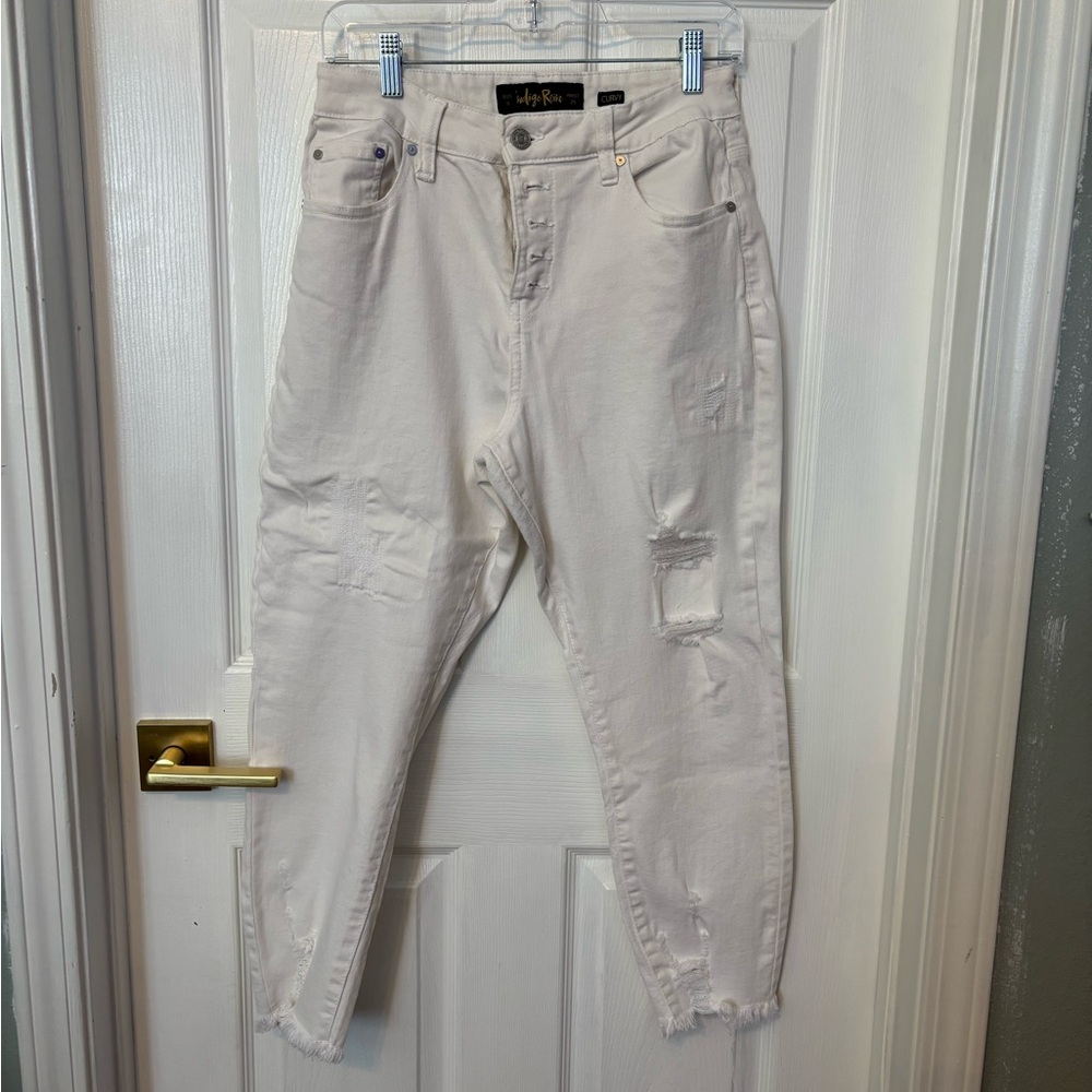 Indigo Rein White Skinny Jeans with Distressed Details